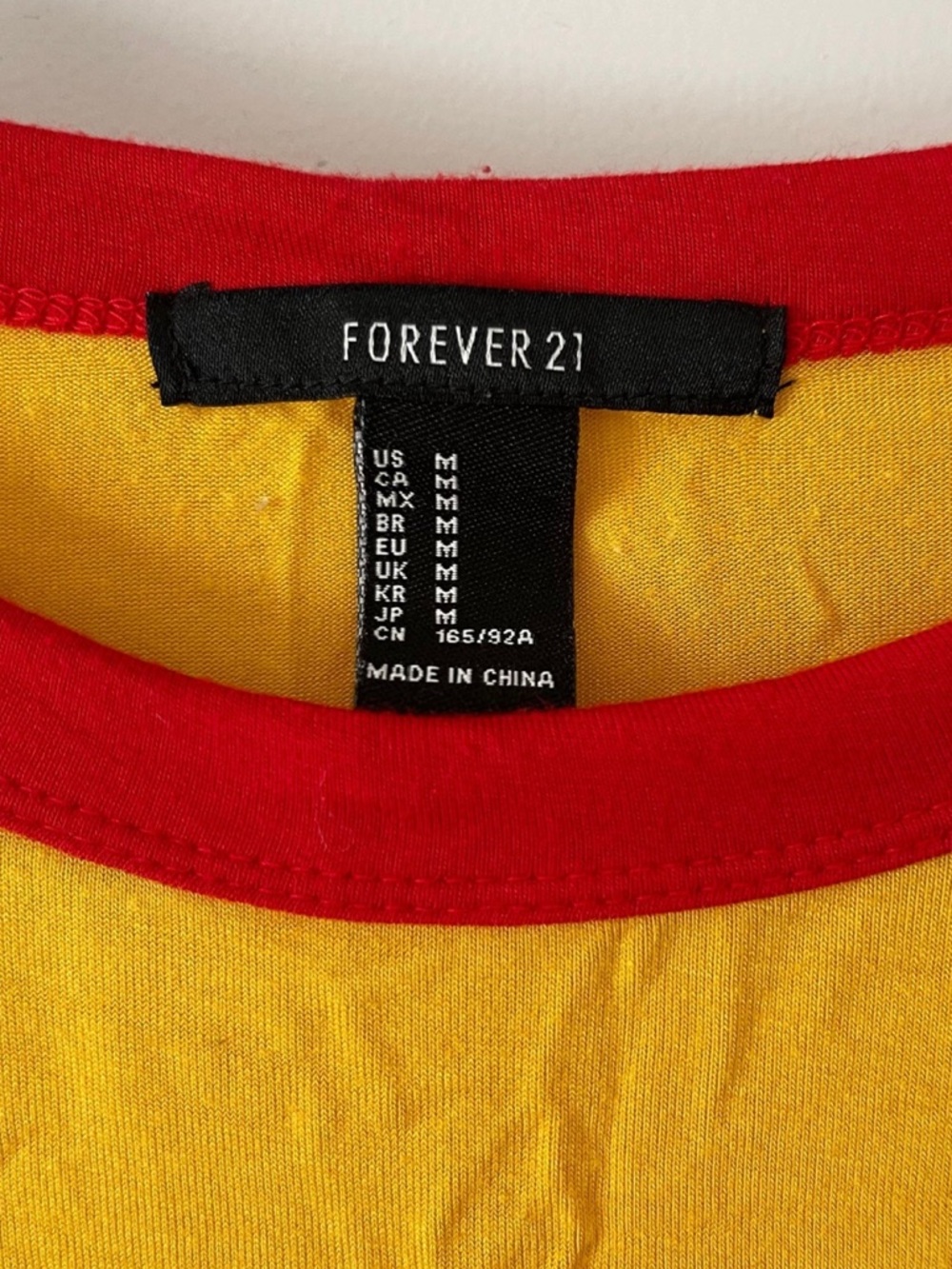 Forever 21 Yellow Tee with Red Ringer Trim - Picture 3 of 3